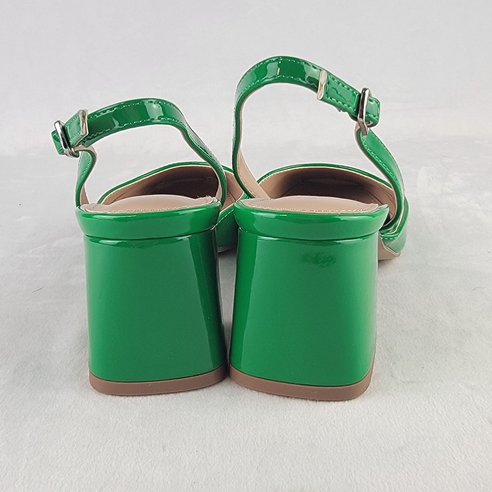 Madden Girl Novvaa Green Patent Slingback Block Heel Square Toe Pumps 7M - Picture 4 of 9